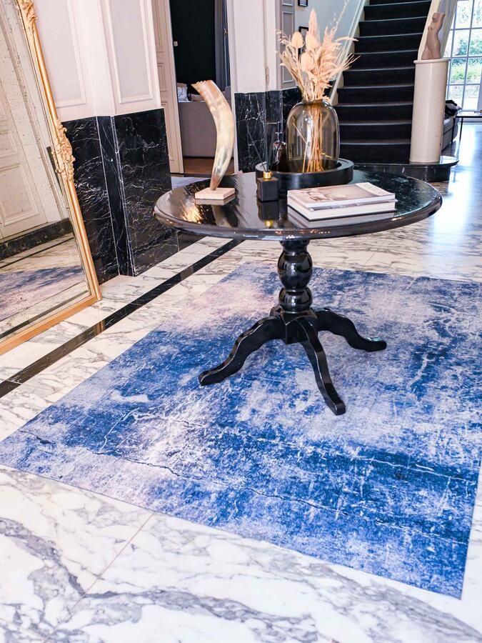 Jackie And The Fish Chaos Yam Blue Vloerkleed 170x240 Rechthoek Laagpolig Tapijt Modern Beige Blauw Grijs