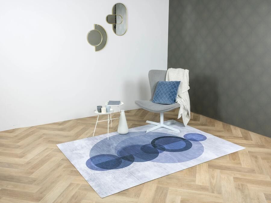 Jackie And The Fish Dancer Arara Blue Vloerkleed 170x240 Rechthoek Laagpolig Tapijt Modern Blauw Grijs