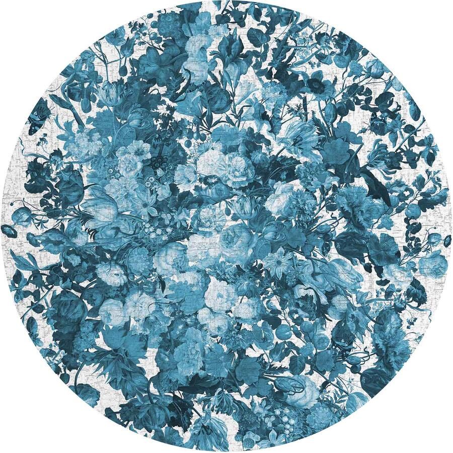 Jackie And The Fish Dutch Uncle Delft Blue Rond Vloerkleed 200 rond Laagpolig Rond Tapijt Modern Blauw Wit