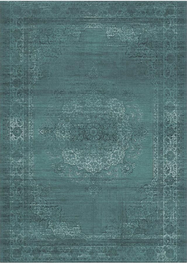 Jackie And The Fish Khayyam Told Me Veronese Vloerkleed 200x295 Rechthoek Laagpolig Oosters Vintage Tapijt Klassiek Groen Turqoise Wit