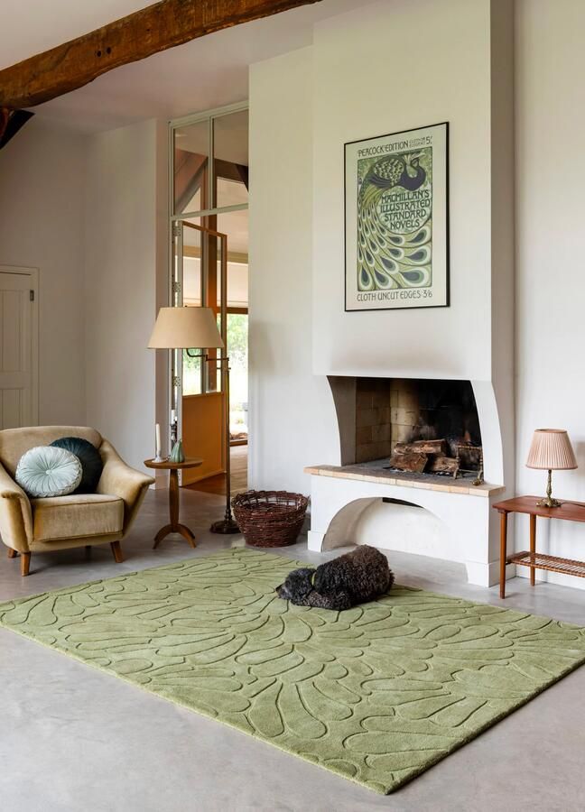 Laura Ashley Coleby Petals Hedgerow Green 078807 Vloerkleed 250 x 350 cm Groen Rectangular Wol Slaapkamer Woonkamer Eetkamer Bloemen Modern