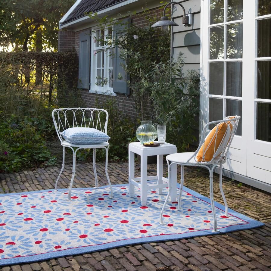 Laura Ashley Vloerkleed Thorncliff Daisy Sky Blu Outdoor