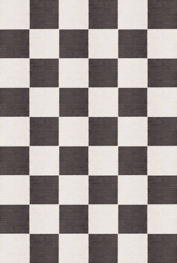 Layered Vloerkleed Chess Wool Rug Black And White 140x200 cm