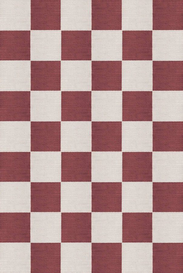 Layered Vloerkleed Chess Wool Rug Burgundy 140x200 cm