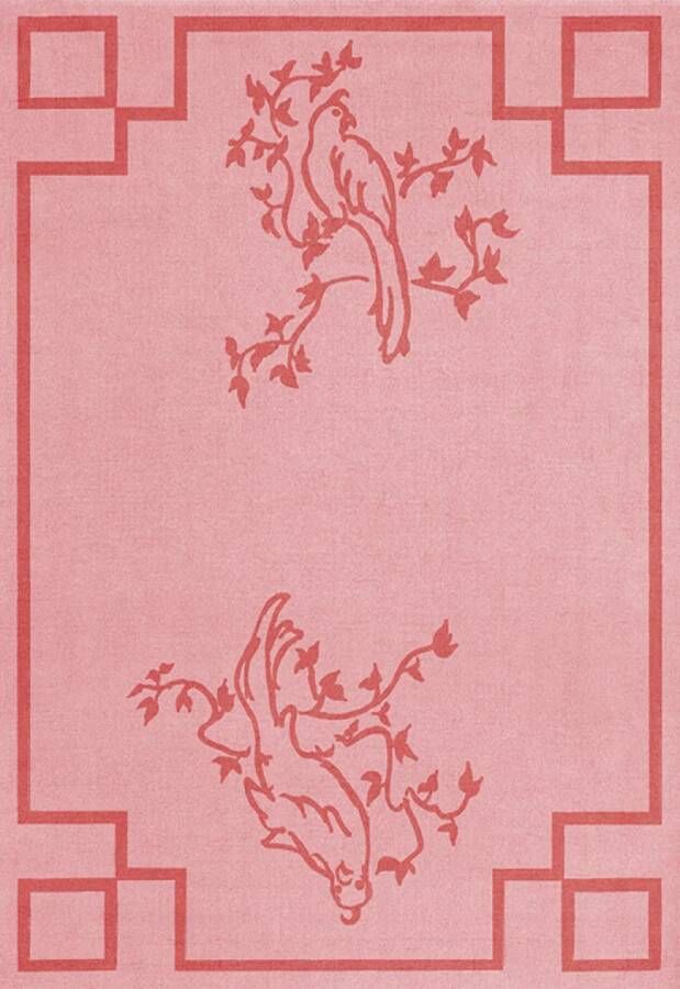 Layered Vloerkleed Chinoiserie Wool Rug Scarlet Pink - Foto 1