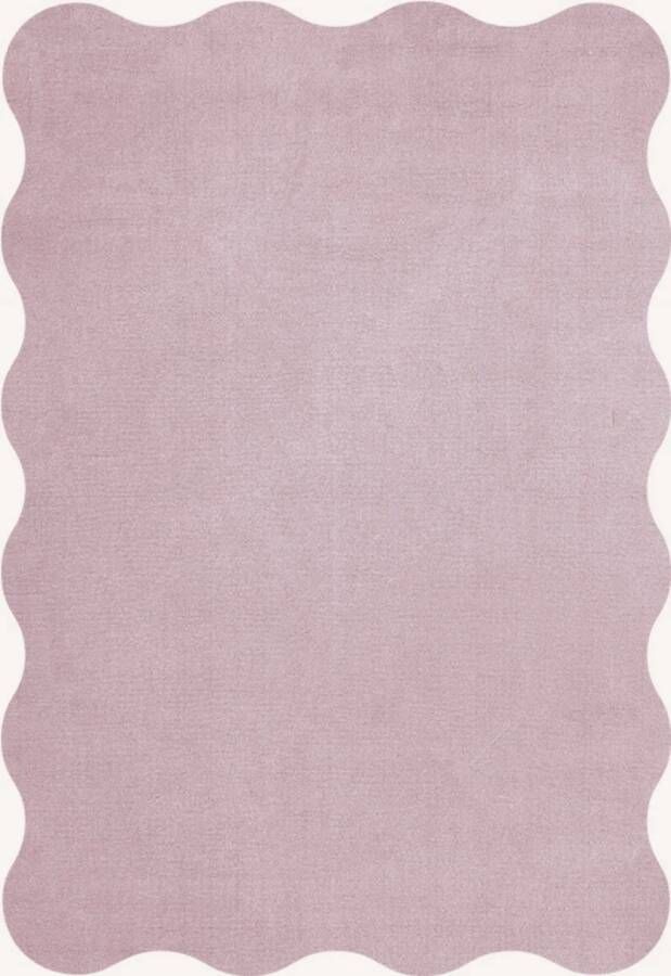 Layered Vloerkleed Organic Scallop Wool Rug Pink Lavender