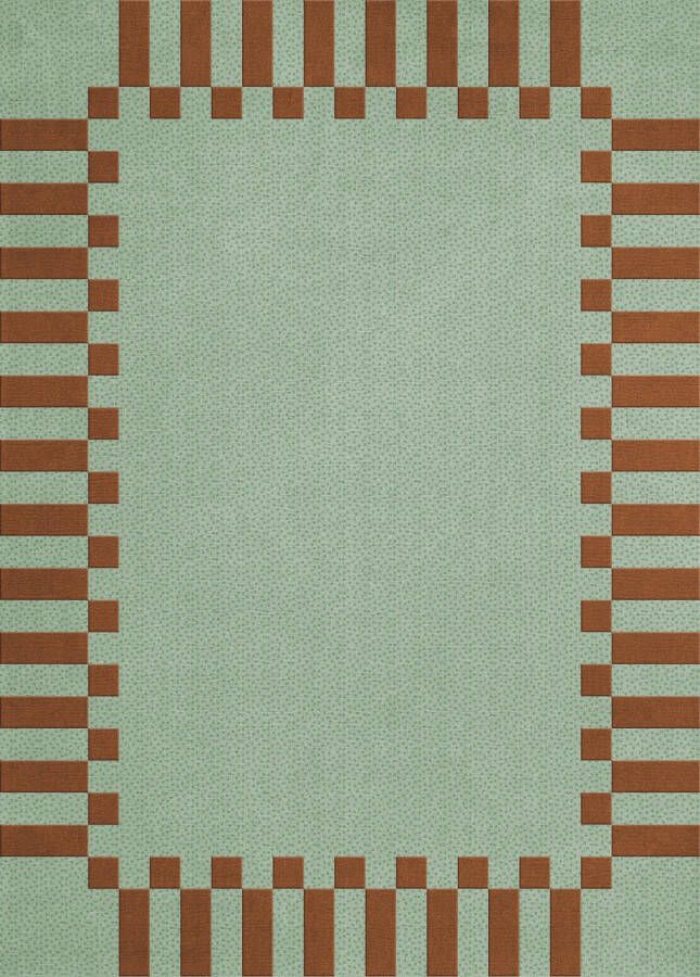 Layered Vloerkleed Teklan Frame Wool Rug Pistachio Camel