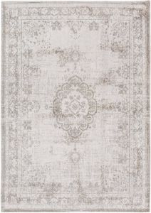Louis de poortere 8383 Fading World Medallion Salt & Pepper Vloerkleed 80x150 Rechthoek Laagpolig Vintage Tapijt Modern Beige Taupe