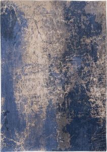 Louis de poortere 8629 Mad Men Abyss Blue Vloerkleed 80x150 Rechthoek Laagpolig Tapijt Industrieel Beige Blauw