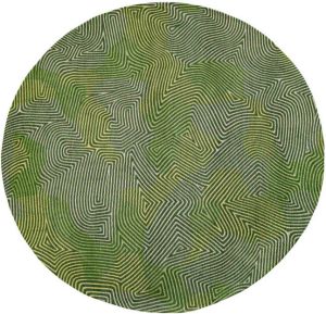 Louis de poortere Coral Meditation 9231 Tropical Green Rond Vloerkleed 240 rond Laagpolig Tapijt Modern Groen
