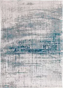 Louis de poortere Griff 8421 Mad Men Bronx Azurite Vloerkleed 80x150 Rechthoek Laagpolig Tapijt Modern Blauw Grijs