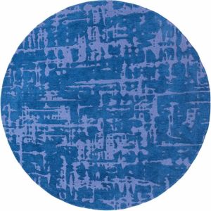 Louis de poortere Rond vloerkleed Baobab Structures 9250 Suarez Blue Vloerkleed 240 rond Laagpolig Rond Tapijt Industrieel Blauw