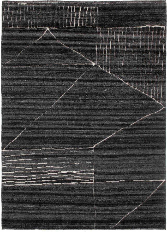 MOMO Rugs Landscape Fields Charcoal 1031 Vloerkleed 200x300 Rechthoek Laagpolig Tapijt Modern Antraciet Zwart