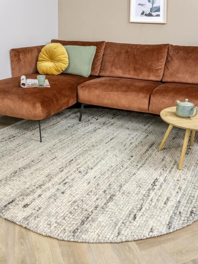 MOMO Rugs Voerkleed Stone Brown Rond 200 cm 200 rond Vloerkleed