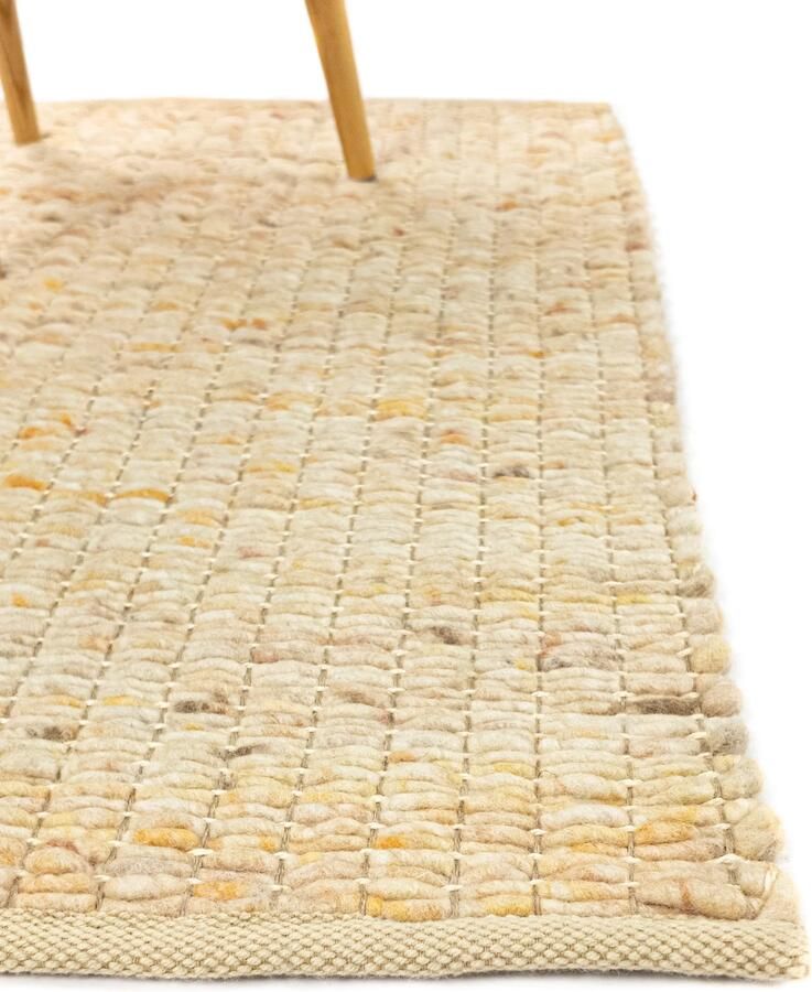 MOMO Rugs Prisma 26 Vloerkleed 130x200 Rechthoek Laagpolig Structuur Tapijt Landelijk Geel Meerkleurig Wit