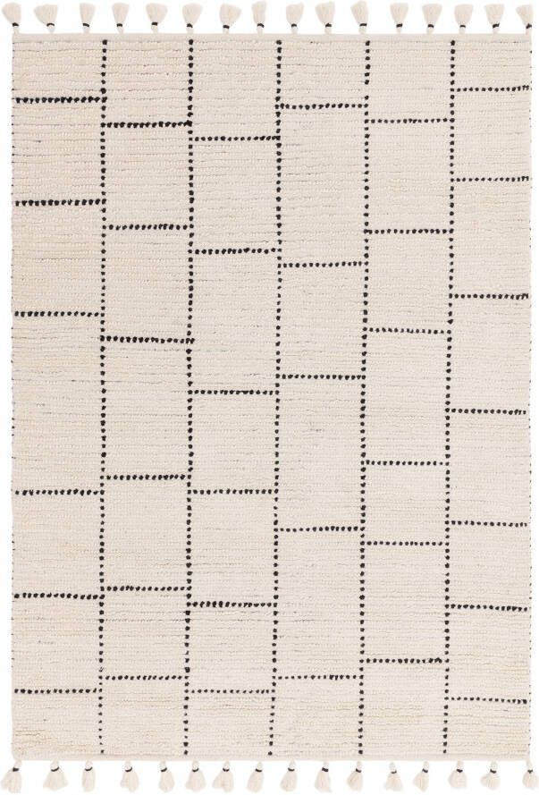 Easy Living Vloerkleed Nepal Boho Cream Black Tile Rug