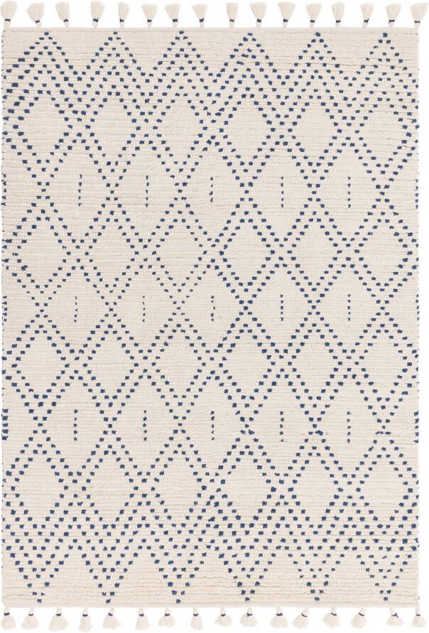 Easy Living Vloerkleed Nepal Boho Cream Blue Diamond Rug - Foto 2