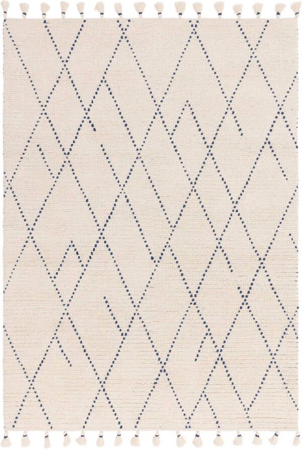 Easy Living Vloerkleed Nepal Boho Cream Blue Linear Rug