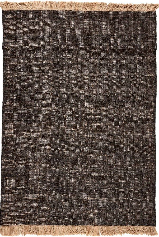 MOMO Rugs Nordic Nature Black Vloerkleed 170x240 Rechthoek Laagpolig Structuur Tapijt Modern Beige Bruin Zwart