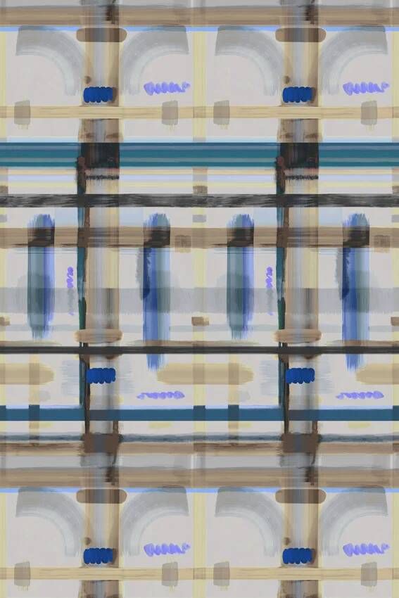 Moooi Carpets Vloerkleed Corinthian Check Rectangle Cobolt Wool