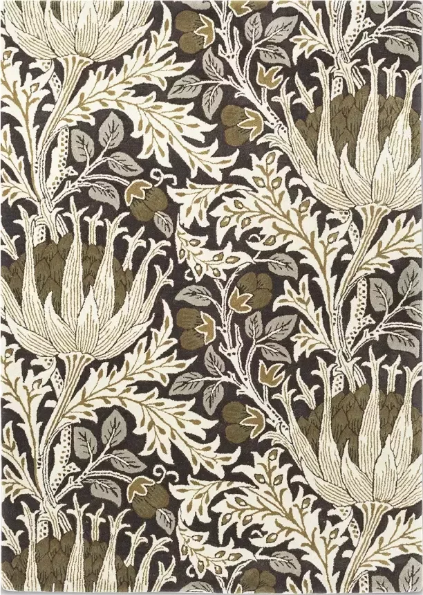 Morris & Co Artichoke Charcoal Mustard 127105 Vloerkleed 170x240 Rechthoek Laagpolig Tapijt Modern Meerkleurig