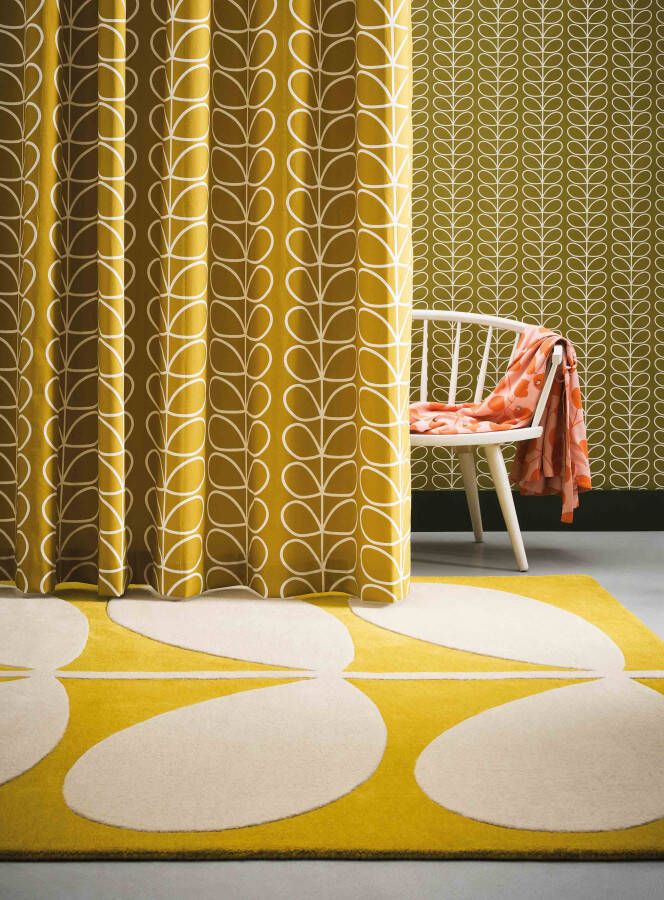 Orla Kiely Yellow Stem 59306 Vloerkleed 160x230 Rechthoek Laagpolig Tapijt Modern Geel Wit - Foto 1