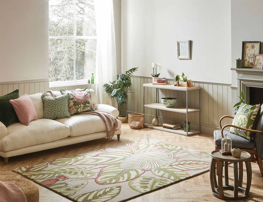 Sanderson Calathea Olive 50807 Vloerkleed 170x240 Rechthoek Laagpolig Tapijt Landelijk Meerkleurig