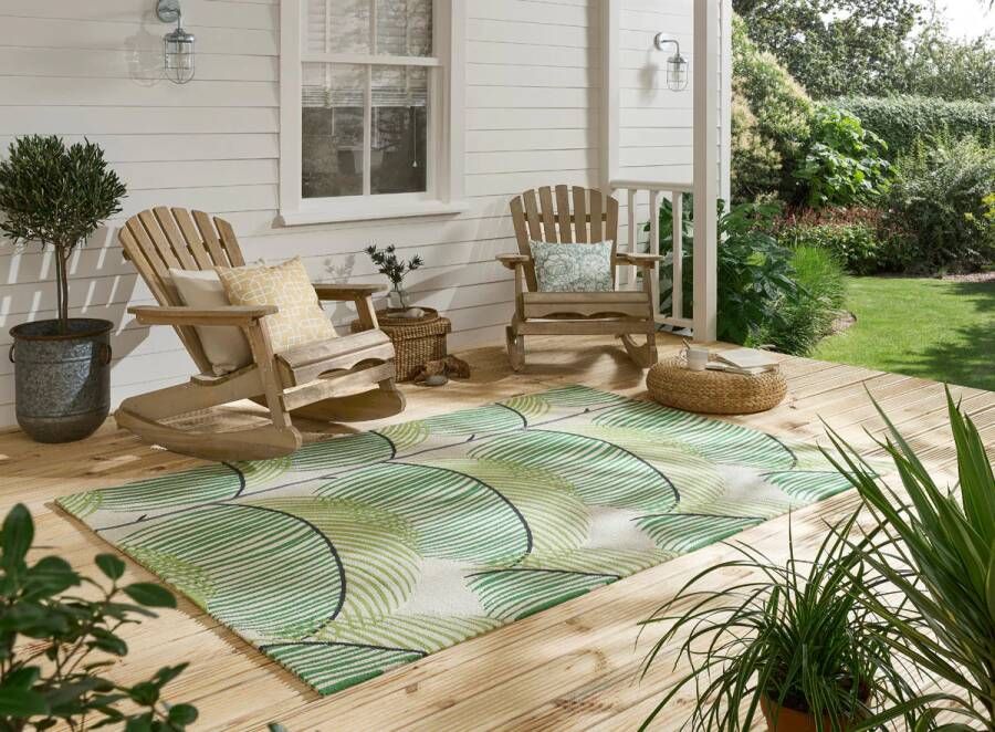 Sanderson Manila Leaf-Botanical Green outdoor 446107 140x200 cm Vloerkleed