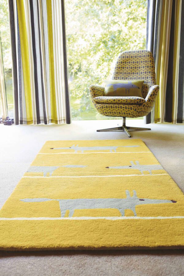 Scion Mr Fox Mustard 25306 Vloerkleed 140x200 Rechthoek Kinder Laagpolig Tapijt Modern Geel Grijs - Foto 2