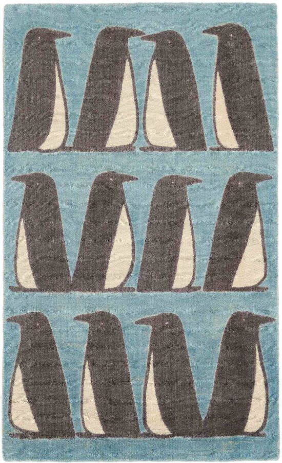 Scion Pedro Marine 23408 Vloerkleed 120x180 Rechthoek Laagpolig Tapijt Modern Blauw Zwart_wit