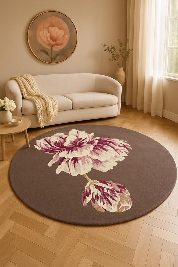 Ted Baker Tranquility Aubergine 56005 Vloerkleed 140x200 Rechthoek Laagpolig Tapijt Klassiek Beige Paars - Foto 2