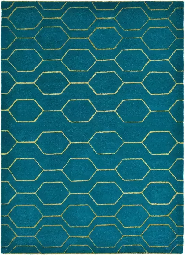 Wedgwood Arris Teal 37307 Vloerkleed 120x180 Rechthoek Laagpolig Tapijt Modern Blauw Goud - Foto 3