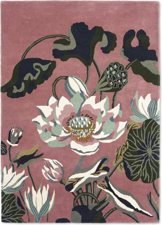 Wedgwood Waterlily Dusty Rose 38602 Vloerkleed 170 x 240 cm Pink Rectangular Round Wool Dining room Living room Floral Modern