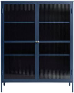 24Designs Prato Vitrinekast 2-Deurs B110 X D40 X H140 Cm Staalblauw