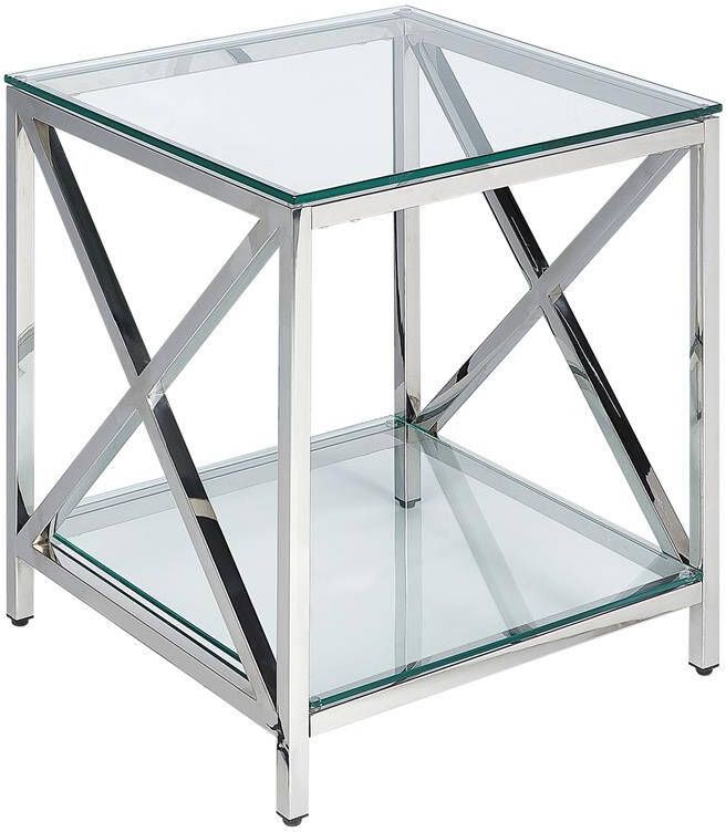 Beliani AUDET Bijzettafel Zilver Veiligheidsglas