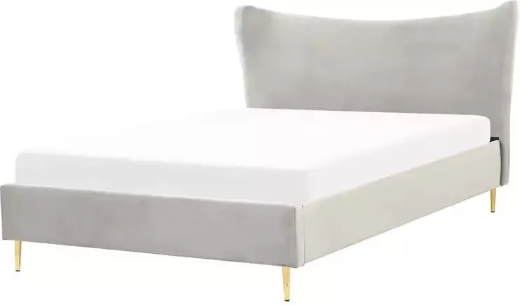 Beliani CHALEIX Tweepersoonsbed Grijs 160 x 200 cm Fluweel