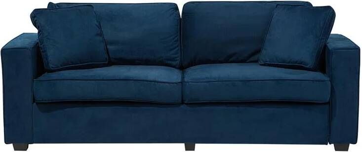 Beliani FALUN Three Seater Sofa Blauw Fluweel