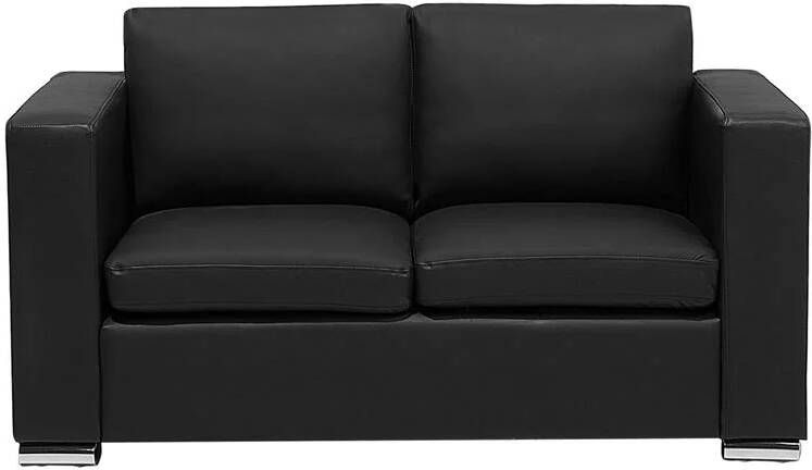 Beliani HELSINKI Two Seater Sofa Zwart Leer - Foto 3