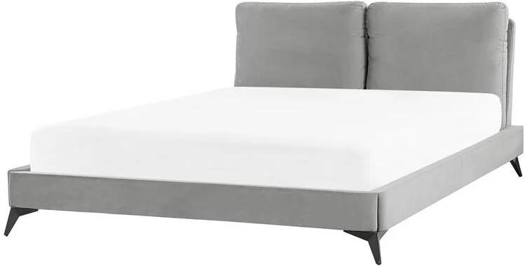 Beliani MELLE Tweepersoonsbed Grijs 160 x 200 cm Fluweel