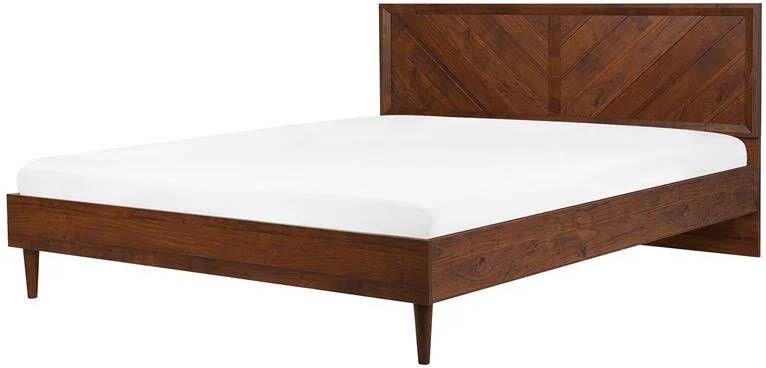 Beliani MIALET Bed Donkere houtkleur 180 x 200 cm Vezelplaat
