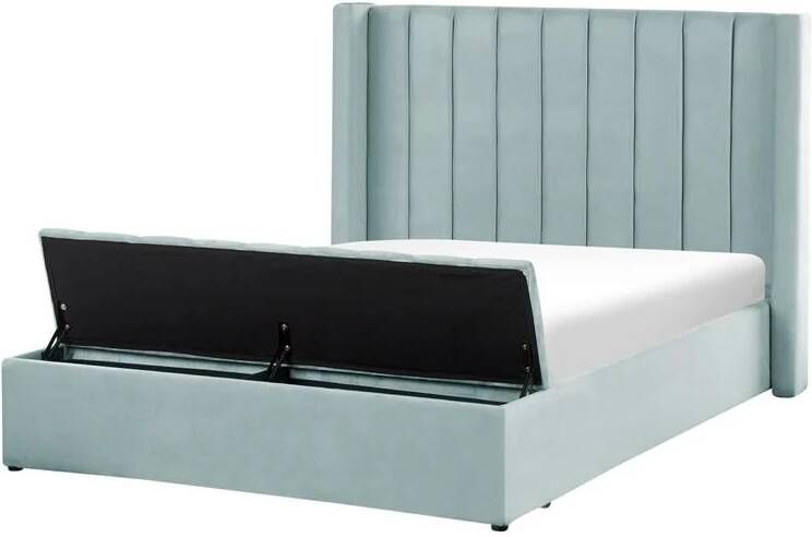 Beliani NOYERS Bed met opbergruimte Mintgroen 140 x 200 cm Fluweel