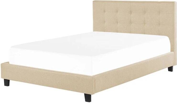 Beliani ROCHELLE Tweepersoonsbed Beige 160 x 200 cm Polyester