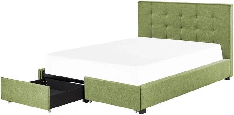 Beliani ROCHELLE Bed opbergruimte Groen 160 x 200 cm Polyester