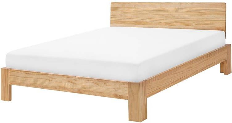 Beliani ROYAN Tweepersoonsbed Lichthout 160 x 200 cm Dennenhout