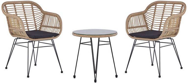 Beliani TROPEA II Bistroset voor 2 Natuurlijk PE rotan