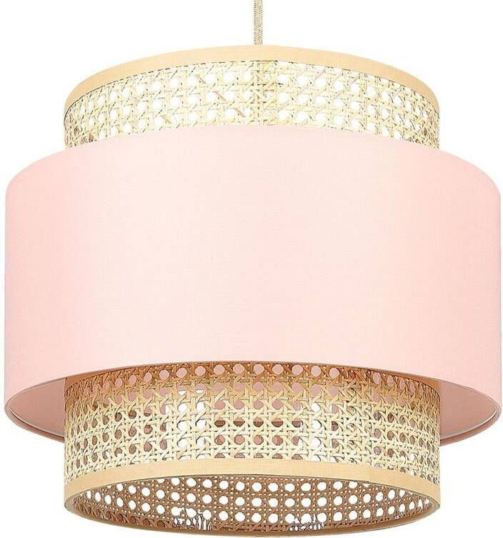 Beliani YUMURI Hanglamp-Roze-Polyester Katoen Rotan