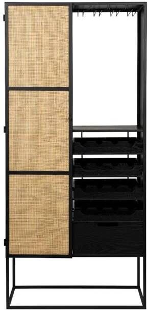 Housecraft Living Housecraft Guuji Wijnkast Drankkast Barkast Laag Rotan Metaal Zwart - Foto 4