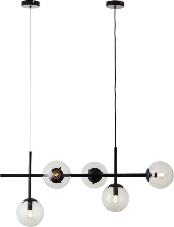 Brilliant Ariol Hanglamp 5-lichts Zwart Gerookt Glas