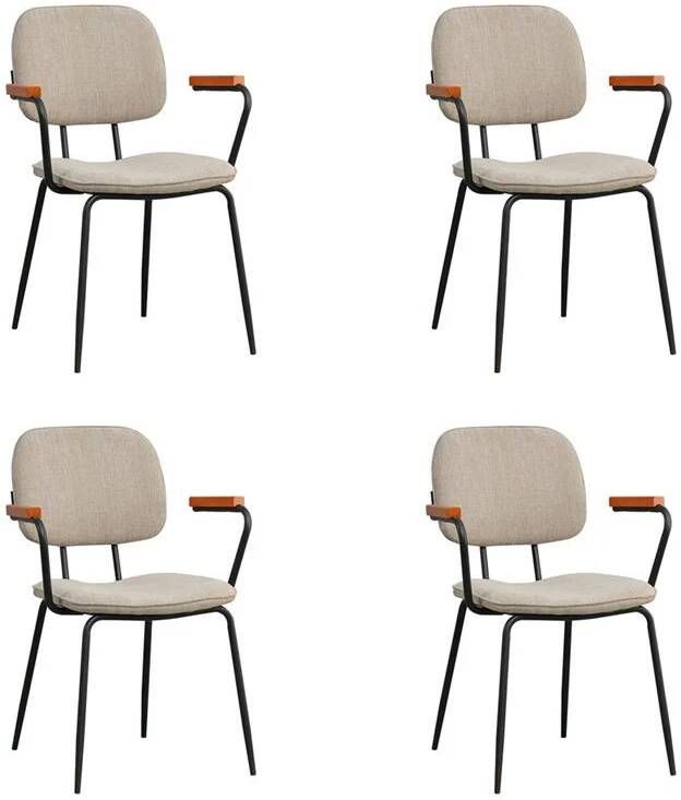 Bronx71 Scandinavische eetkamerstoel Oskar taupe gerecyclede stof Eetkamerstoelen set van 4