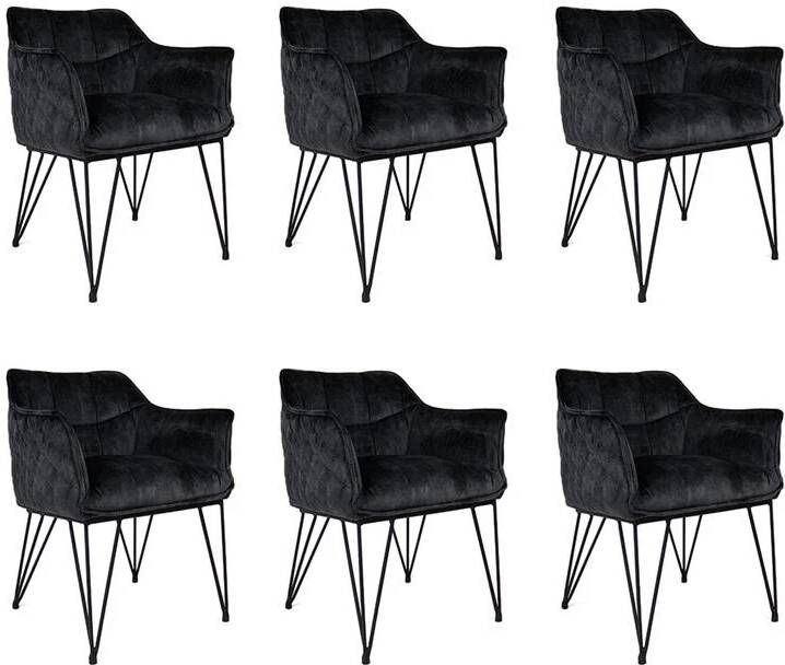 Bronx71 Velvet eetkamerstoel Jayron antraciet Eetkamerstoelen set van 6